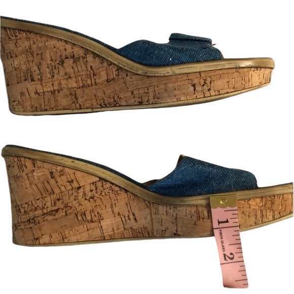 Stuart Weitzman  Size 10 denim  wedge with gold hardware - Picture 11 of 11